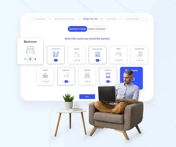 Product mockup and person working