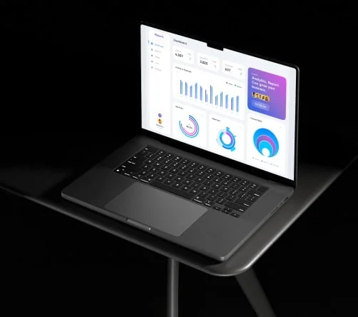 Analytics dashboard on a laptop